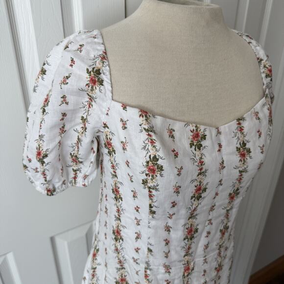 Reformation Lacey Dress Sz 12 White Floral Tie Back Smocked Spring Easter Bridal - Picture 10 of 16